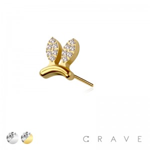 316L SURGICAL STEEL THREADLESS PUSH IN BUNNY RABBIT EAR CZ TOP PART